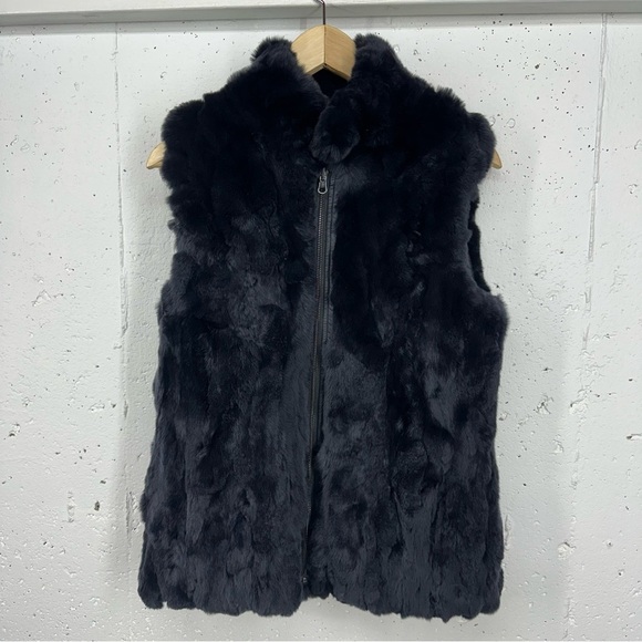 Linda Richards Women’s size XS Rex Black Rabbit Fur Reversible Vest - Picture 6 of 16